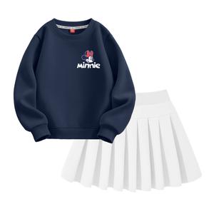 Детский комплект юбка 2 предмета Disney, di b elegant minnie k темно-синий+solid color белый