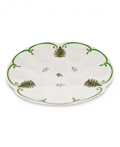 Рождественское блюдо из фаршированных яиц Spode, green
