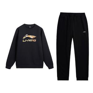 Толстовка Li-Ning, мужской комплект из 2 предметов, черный top+черный pants
