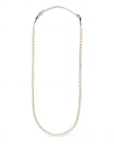 Кожаное ожерелье с жемчугом Obsidian, белый