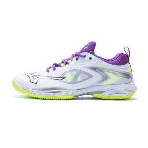 Wave Claw Neo 3 Wide 'White Neo Lime Lavender' Mizuno, фиолетово-зеленая