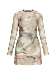 Мини-платье D-Uplo с длинными рукавами Diesel, бежевый