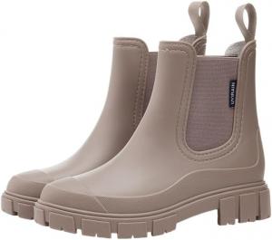 Женские резиновые сапоги Chelsea - водонепроницаемый верх и подошва из ПВХ, толстая противоскользящая подошва, классическая обувь для активного отдыха для комфорта на весь день Clolinde, Apricot