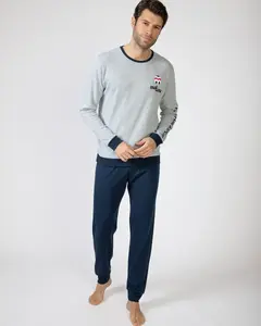 Мужской длинный трикотажный пижама Massana, синий/серый