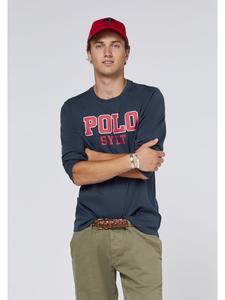 Polo Sylt Рубашка с длинными рукавами, с напечатанной на ней этикеткой и вышитой синим цветом