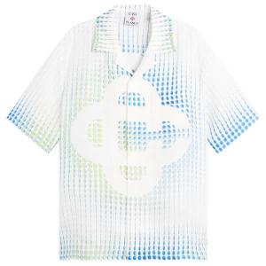 Рубашка с коротким рукавом из льна с кубинским воротником и валиками Casablanca, белый