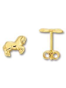 ONE ELEMENT Серьги в виде лошади, серьги-гвоздики из желтого золота 333 пробы