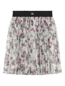 Юбка из тюля с цветочным принтом Dolce & Gabbana Kids, белый