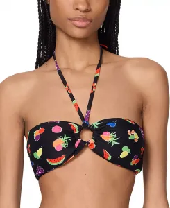 Женский бикини-топ-бандо с кольцами Fruits Kate Spade, черный