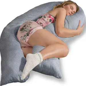 Подушка для сна на боку с эффектом памяти и чехлом из роскошного велюра, серая, размер M Traumreiter