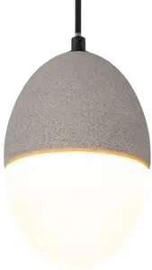 Paco Home Подвесной светильник "GREGG", 1 лампочка, лампа E27 | без лампочки, LED, E27, светильник для гостиной, столовой, кухни, регулируется по высоте Ø 13 см, цвет kieselgrau