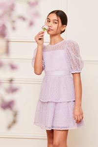 Вечернее кружевное платье с пышными рукавами (5–16 лет) Lipsy, фиолетовый