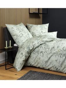 Постельное белье Janine из хлопка, модель Milano, с рисунком в виде листьев шалфея  Janine, Salbeigrün Blätter