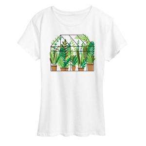 Женская футболка с графическим принтом «Теплица с растениями» Unbranded, белый