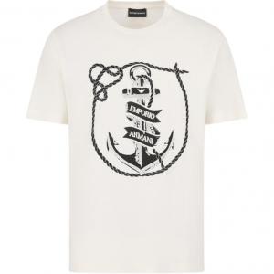 Футболка с вышивкой Asv Emporio Armani, экрю