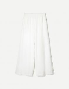 Широкие брюки Bershka из двухслойной ткани в деревенском стиле белого цвета