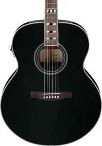 Акустико-электрогитара Ibanez AJ70M1E Jumbo, массивная верхняя дека из ели, черный высокий глянец