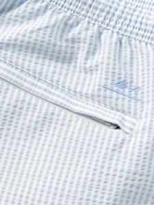 Прямые шорты для плавания средней длины из полосатой ткани сирсакер MR P., голубой