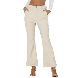 Расклешенные брюки из искусственной кожи для женских брюк из искусственной кожи с высокой талией ALLEGRA K, белый