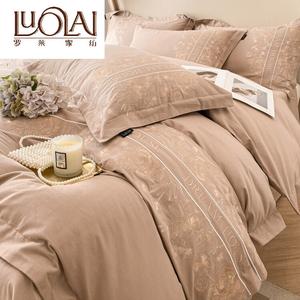 LUOLAI HOME Комплект постельного белья 4 предмета, простыня, 220x240 см, цвет латте