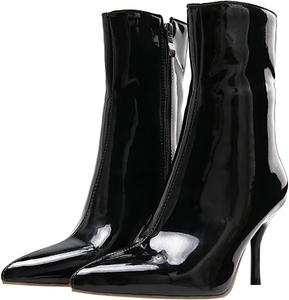 Женские ботильоны Trendenzy с острым носком и каблуком-стилетто, лакированные, на высоком каблуке, Black