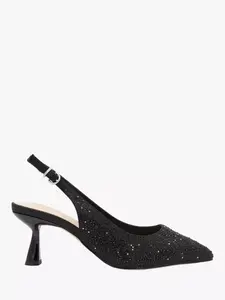 Туфли-лодочки Paradox London Fiora Wide Fit Diamante Kitten Heel Slingback, черный