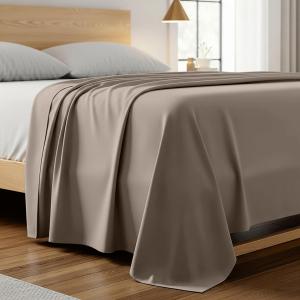 Mellanni Простыня King, 1 шт., роскошное постельное белье, очень мягкая, охлаждающая, устойчива к смятию, выцветанию и пятнам, темно-бежевый