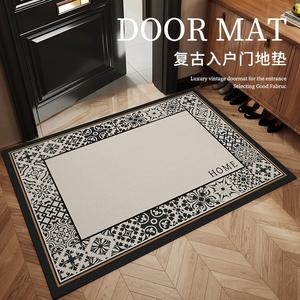 Budis Ковер 120х120 см для прихожей в винтажном стиле, водонепроницаемый, нескользящий, с грязеотталкивающим покрытием, можно обрезать по размеру, Yuchu [Mutton Fat Velvet]