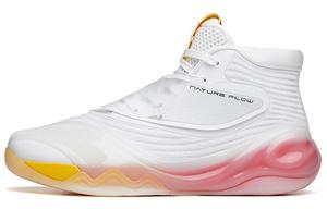 Баскетбольные кроссовки KT6 мужские высокие белые / желтые флаги / университетские красные Anta