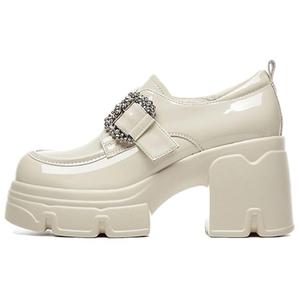 DAPHNE Женские туфли на платформе с массивным каблуком - бежевые (с меховой подкладкой), цвет Beige (Fleece-Lined)