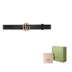 Ремень кожаный Gucci Double G женский, черный