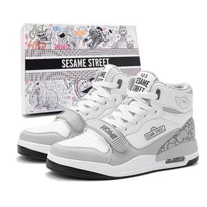 SESAME STREET Скользоустойчивые амортизирующие износостойкие дышащие низкие скейтбордские кроссовки унисекс бело-серые высокие 3198, цвет White Gray High-Top 3198