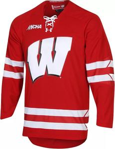 Реплика мужского Джерси Wisconsin Badgers Red Hockey Premier Under Armour