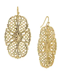 Крупные филигранные декоративные серьги-крючки 2028, yellow