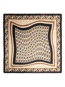 Геометрический шелковый шарф с монограммой Lancel, нейтральный