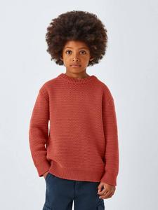 Детский джемпер с узором «корзинка» John Lewis, Chilli Oil