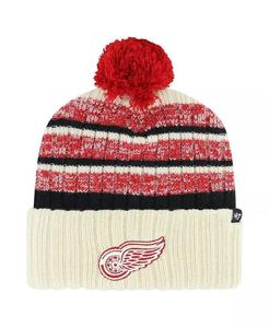 Мужская кремовая шапка Detroit Red Wings Tavern с манжетами и помпоном '47 Brand