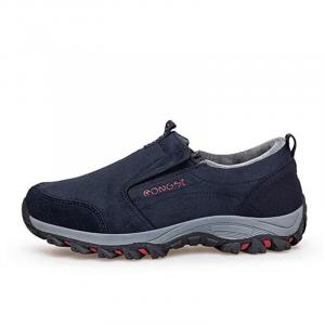 Термостойкие нескользящие низкие прогулочные кроссовки для мужчин RONGSHI, темно-синий fleece-lined