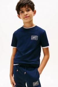Детская хлопковая футболка Tommy Hilfiger, темно-синий