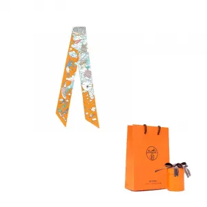 HERMES Шёлковый шарф, Apricot Yellow/Blue