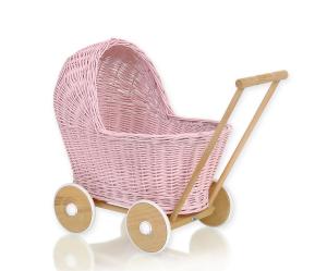 Плетеная коляска для кукол - розовая My Sweet Baby