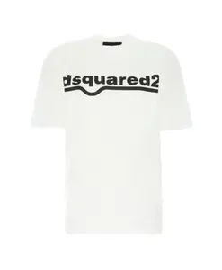Белая хлопковая футболка для мужчин Dsquared2, белый