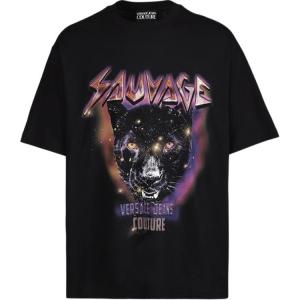 Футболка с принтом Jeans Couture Sauvage VERSACE, черный