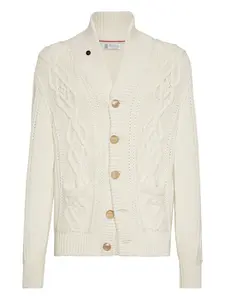 Кардиган фактурной вязки Brunello Cucinelli, белый