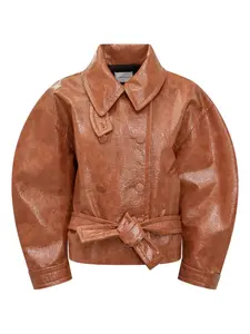 Двубортный пиджак с рукавами-фонариками THE ANDAMANE, коричневый