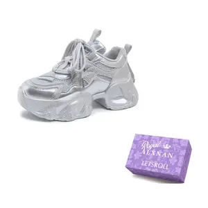 Alxnan Женские низкие кэжуал кеды серебристые, цвет Silver