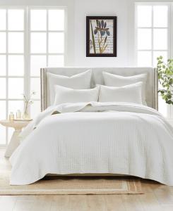 Комплект из трех предметов: стеганое одеяло Monterrey из тонко прошитого хлопка, размер King Greenland Home Fashions, Off-White