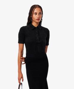 Приталенная рубашка-поло из ворсистой трикотажной резинки