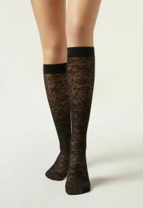 Носки Calzedonia Knee high socks, Black/Mottled Black