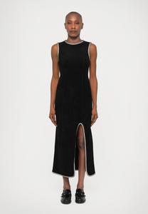 Платье sandro ROBE MIDI BATEAU FENTE BIJOUX, Noir/Black